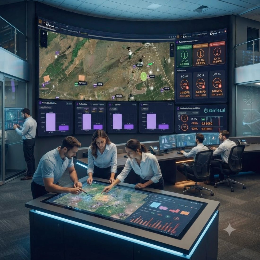 Centro de control SCADA de Barriles.ai con mapa vivo de la operación
